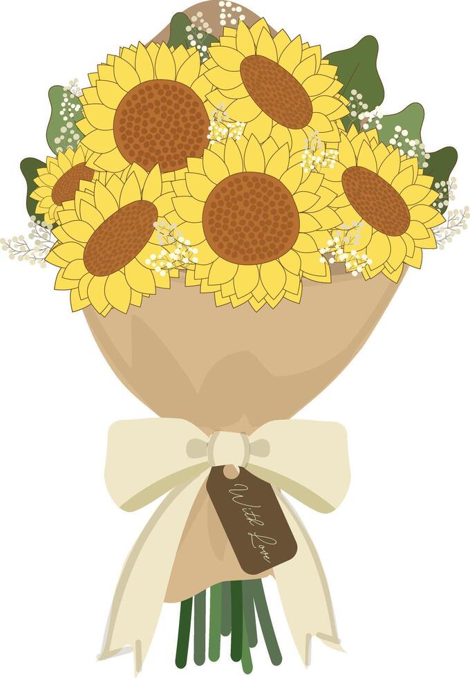 girasol ramo de flores mano dibujado elemento vector ilustración para Decorar invitación saludo cumpleaños fiesta celebracion Boda tarjeta póster bandera textil fondo de pantalla papel envolver antecedentes