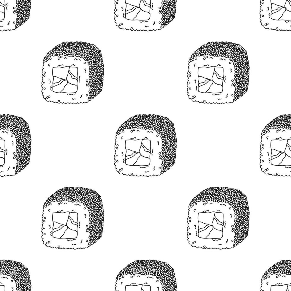 Seamless pattern with sushi roll for decorative print, wrapping paper, menu, wallpaper and fabric vector