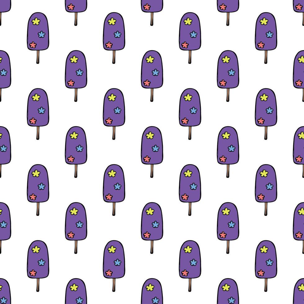Seamless pattern with ice cream doodle for decorative print, wrapping paper, greeting cards, wallpaper and fabric vector