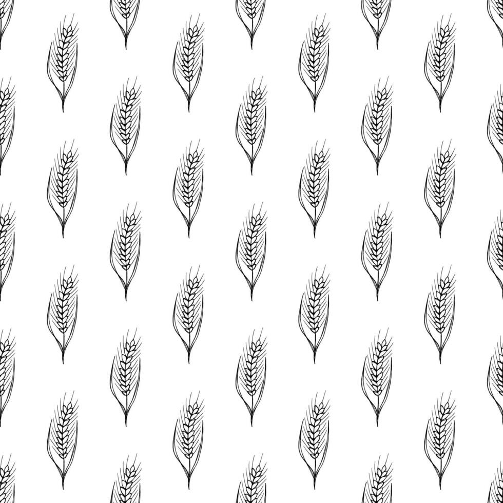 Seamless pattern with wheat doodle for decorative print, wrapping paper, greeting cards, wallpaper and fabric vector