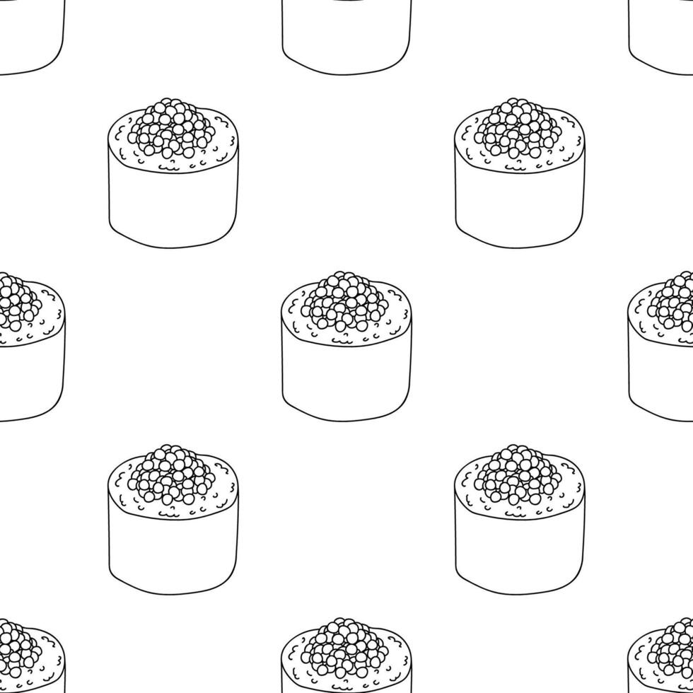 Seamless pattern with sushi roll for decorative print, wrapping paper, menu, wallpaper and fabric vector