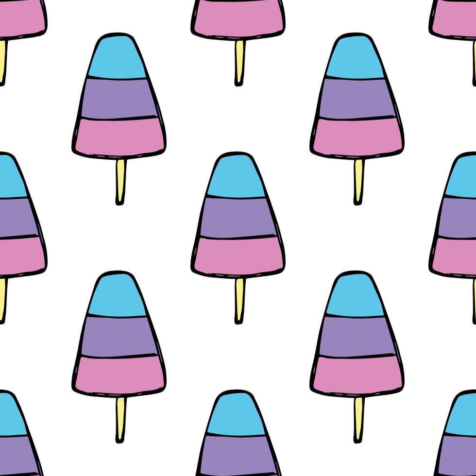 Seamless pattern with ice cream doodle for decorative print, wrapping paper, greeting cards, wallpaper and fabric vector