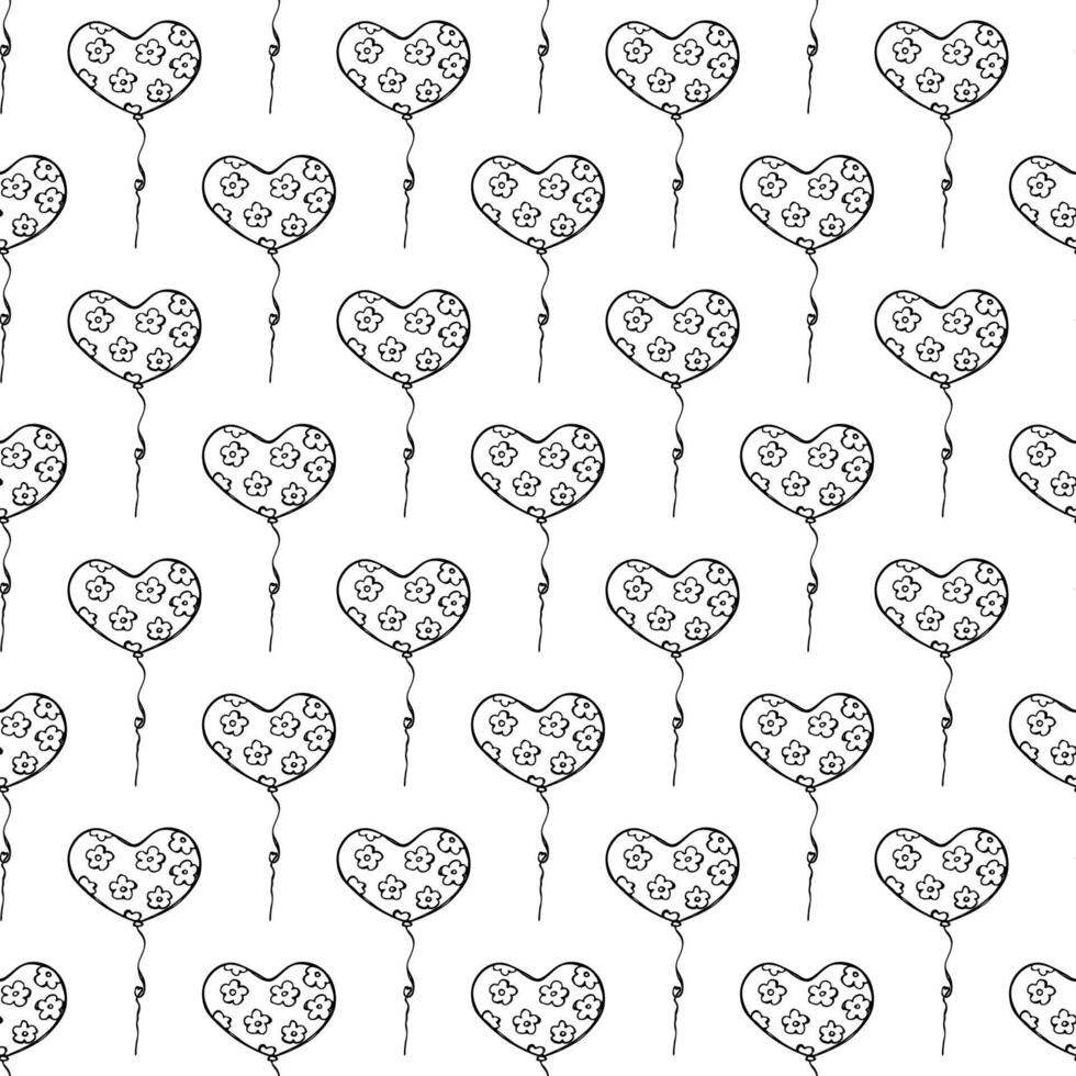 Holiday seamless pattern with flying balloon doodle for decorative print, wrapping paper, greeting cards, wallpaper and fabric vector
