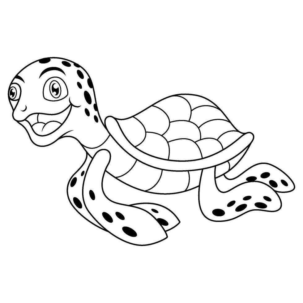 Baby sea turtle cartoon line art vector
