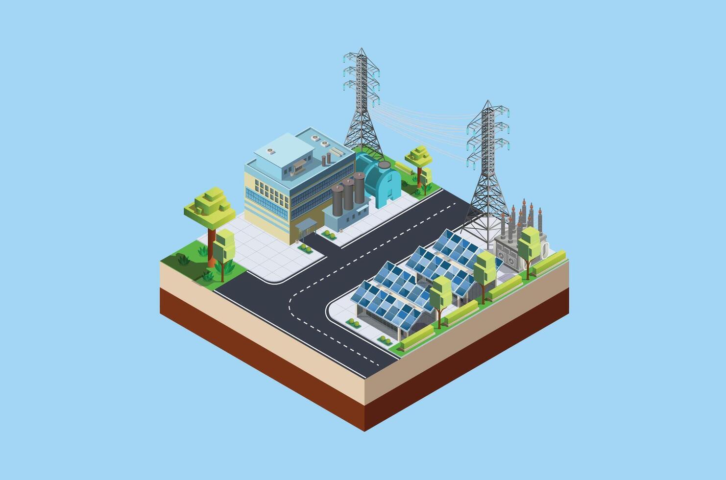 Isometric charging station for super fast electric vehicles using solar panels and lots of charging points., Suitable for Diagrams, Infographics, And Other Graphic asset vector