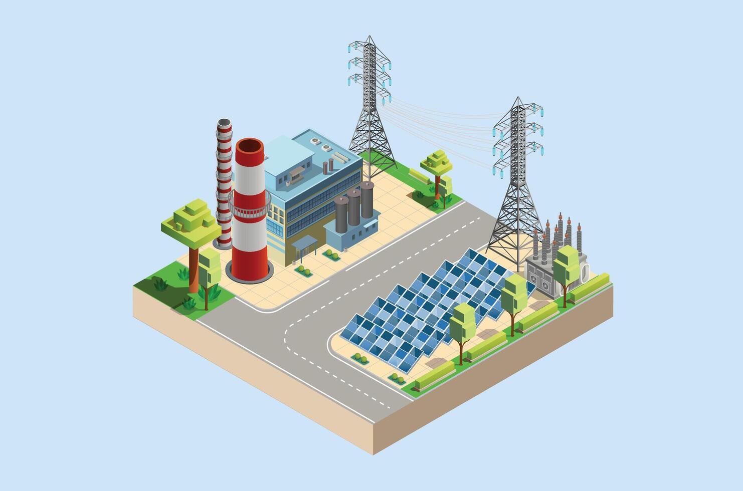 Isometric charging station for super fast electric vehicles using solar panels and lots of charging points., Suitable for Diagrams, Infographics, And Other Graphic asset vector