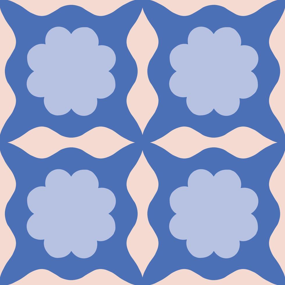 Abstract seamless pattern with square repetitive tile in retro style. Beautiful vector geometrical texture with simple shapes. Modern background in vintage style