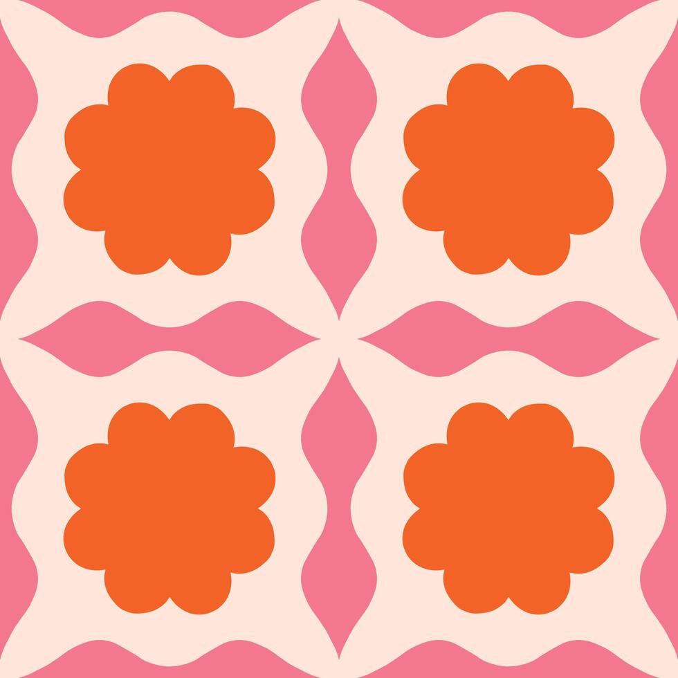 Abstract seamless pattern with square repetitive tile in retro style. Beautiful vector geometrical texture with simple shapes. Modern background in vintage style