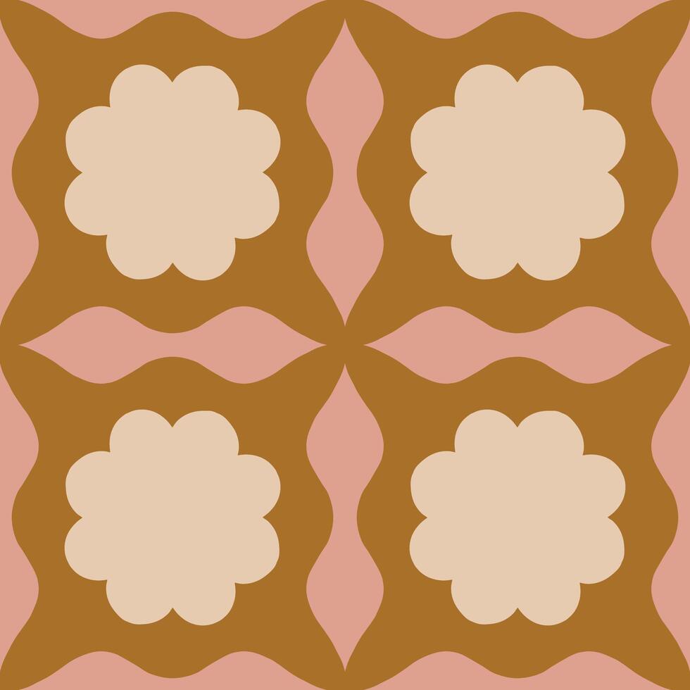 Abstract seamless pattern with square repetitive tile in retro style. Beautiful vector geometrical texture with simple shapes. Modern background in vintage style