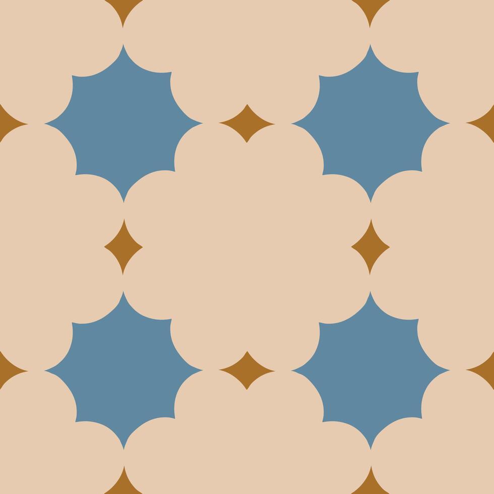 Beautiful seamless pattern with geometric shapes in retro style. Vector texture in classic ceramic tile style. Modern geometry background in vintage style.