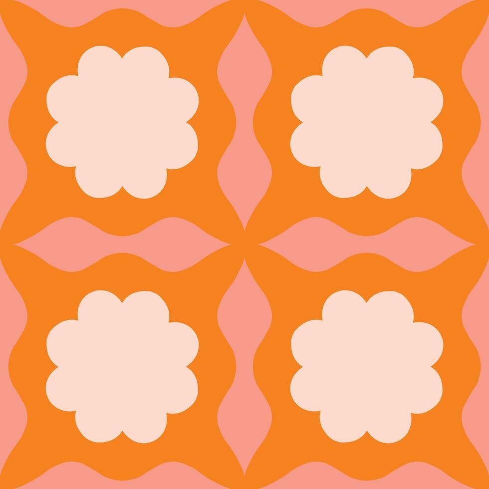 Abstract seamless pattern with square repetitive tile in retro style. Beautiful vector geometrical texture with simple shapes. Modern background in vintage style
