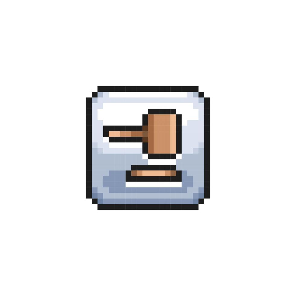 wooden hammer sign in pixel art style vector