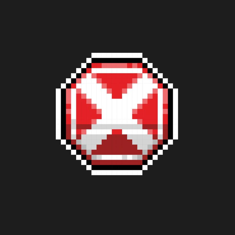 stop cross sign in octagon shape in pixel art style vector