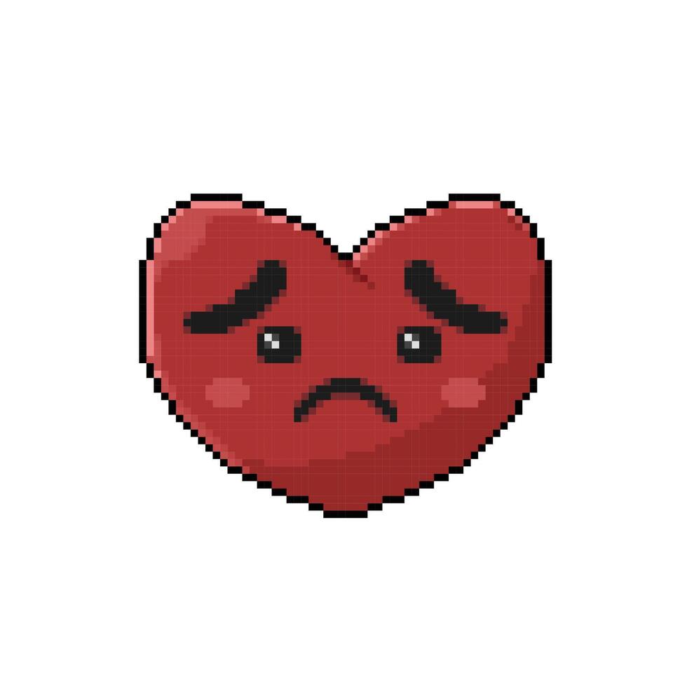 sad love character in pixel art style vector