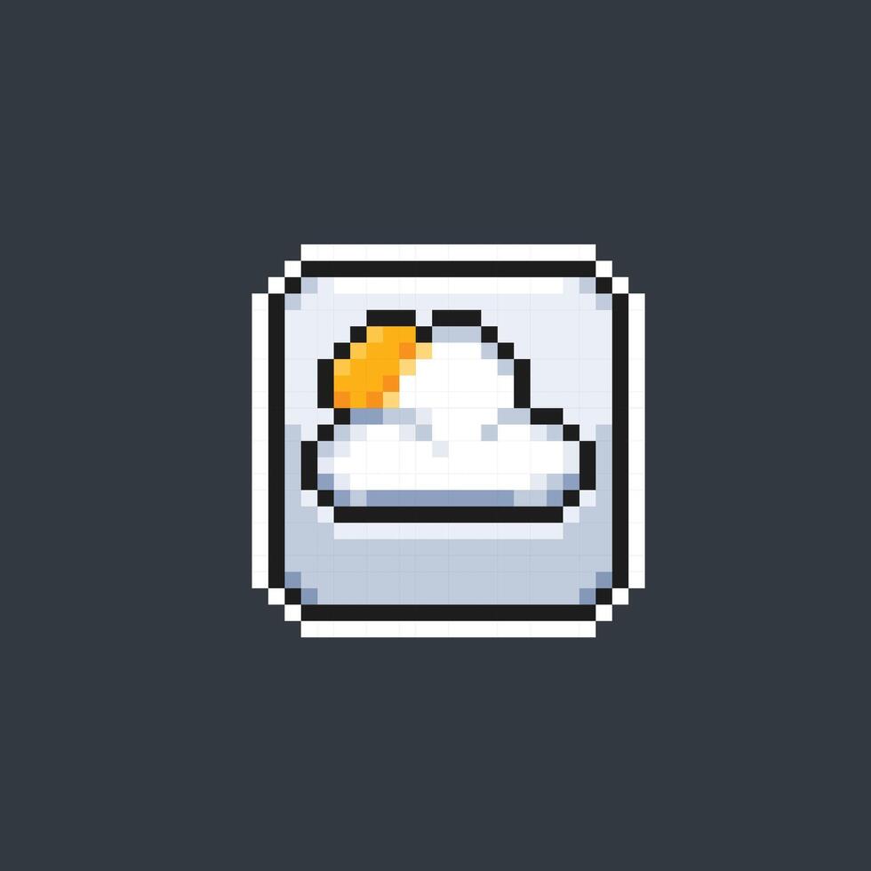 cloud and sun sign in pixel art style vector
