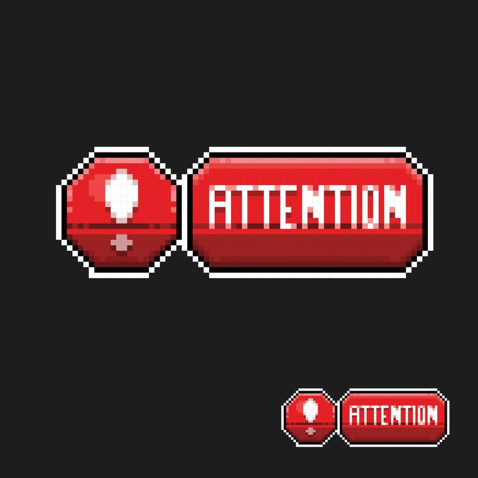 red attention sign in pixel art style vector