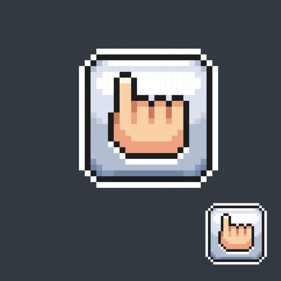 finger point sign in pixel art style vector