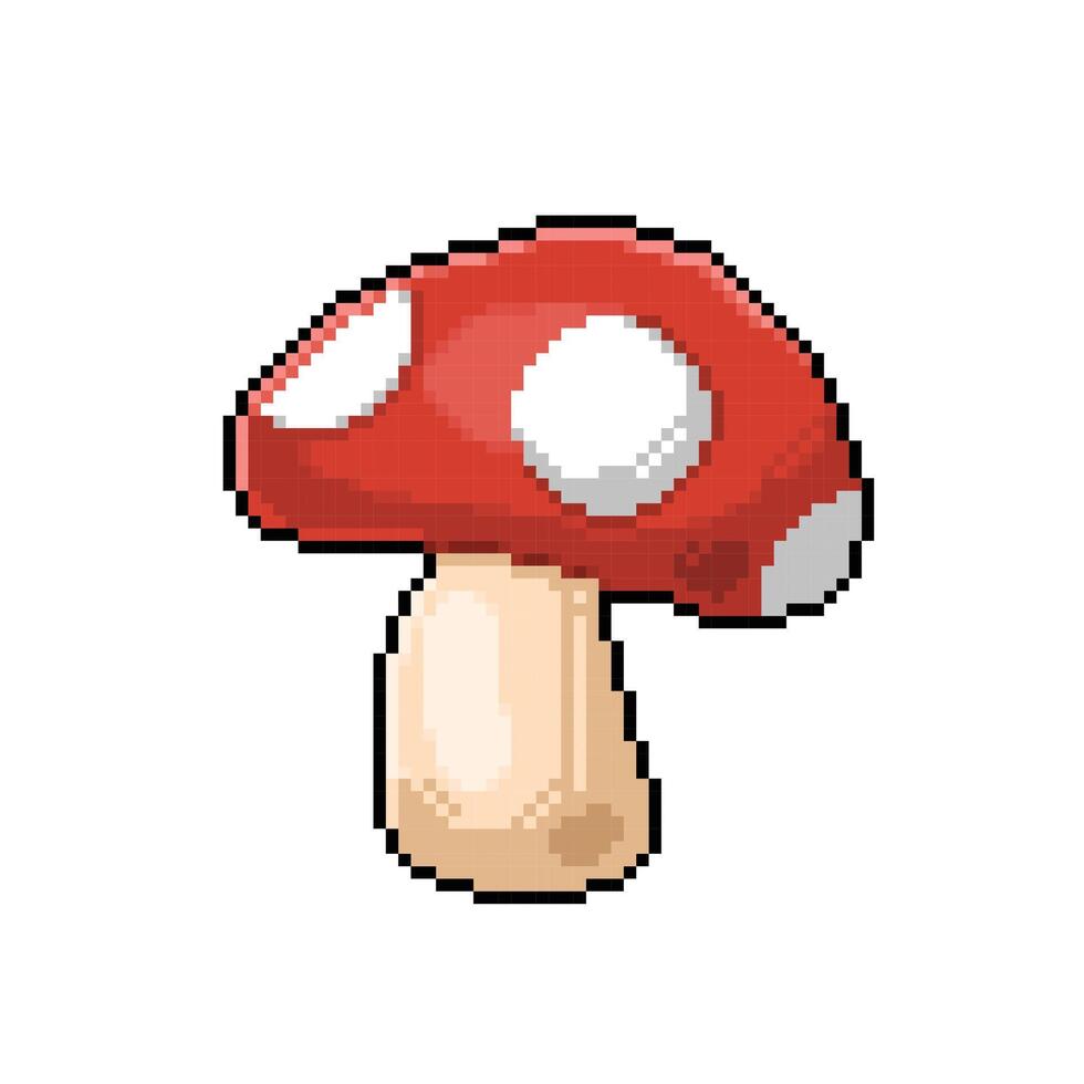 red mushroom sign in pixel art style vector