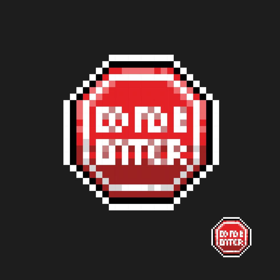 do not enter sign in pixel art style vector