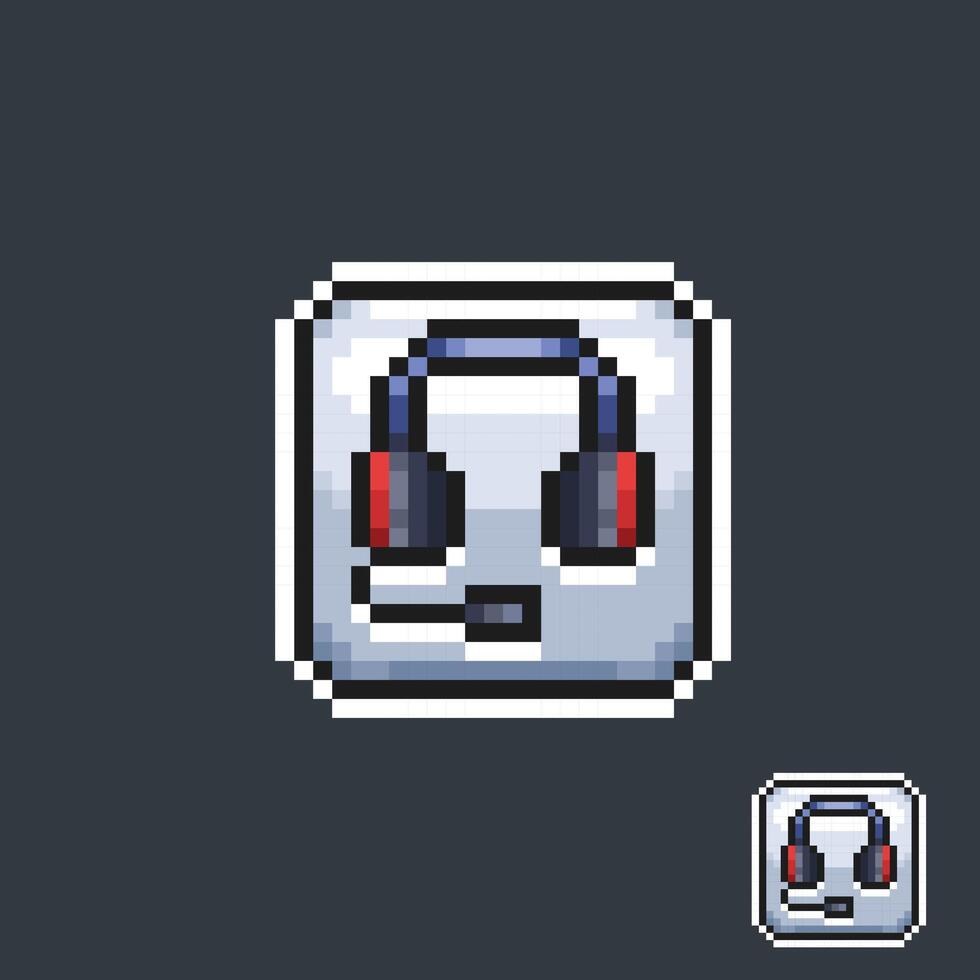 headphone sign in pixel art style vector