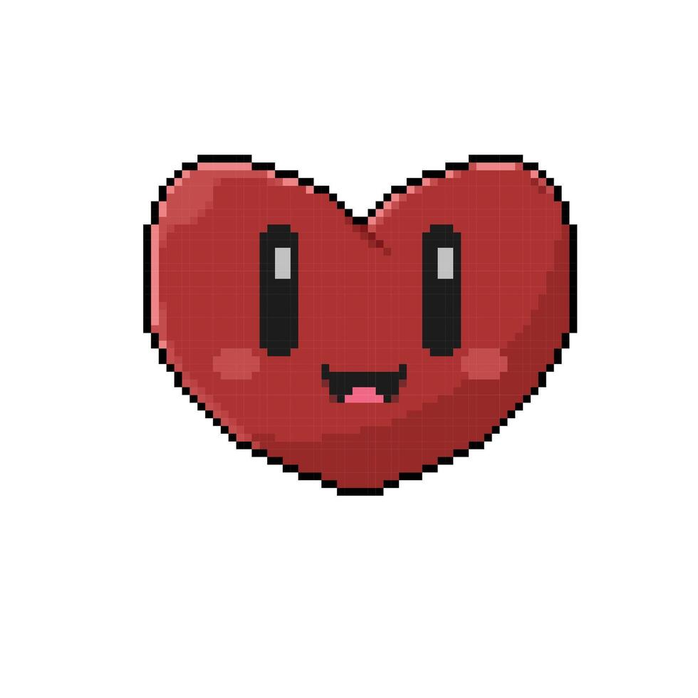 smile love character in pixel art style vector