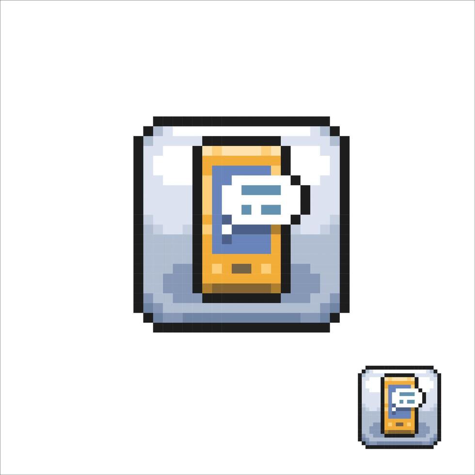 smartphone with chat message sign in pixel art style vector