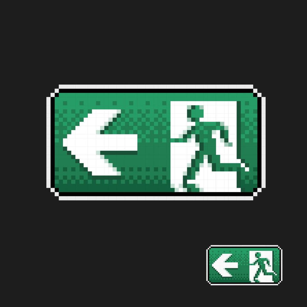 exit sign in pixel art style vector