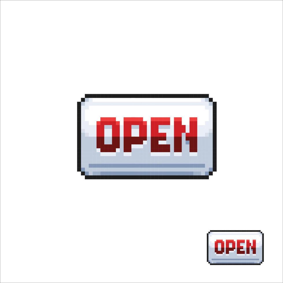 open board sign in pixel art style vector