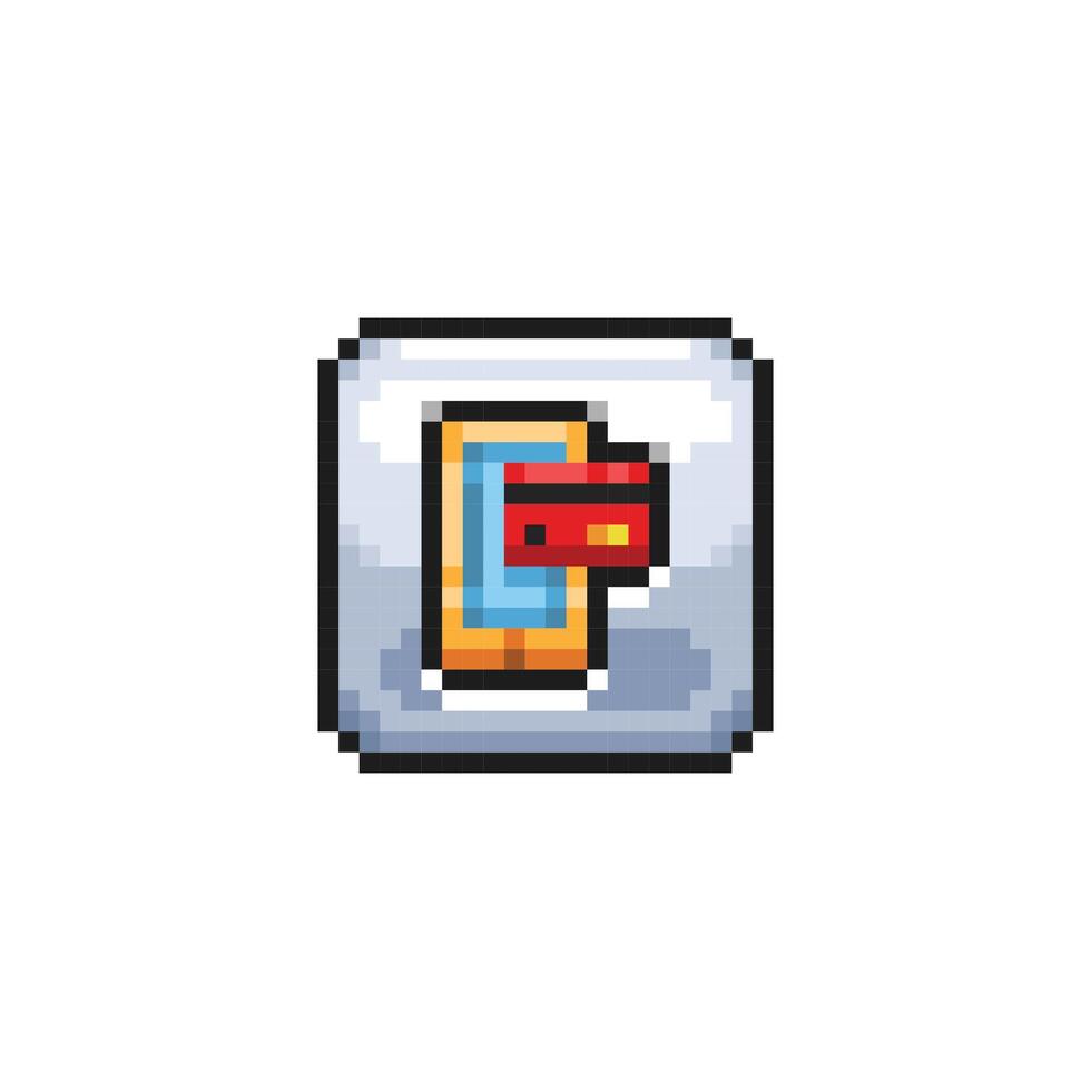 smartphone with credit card sign in pixel art style vector