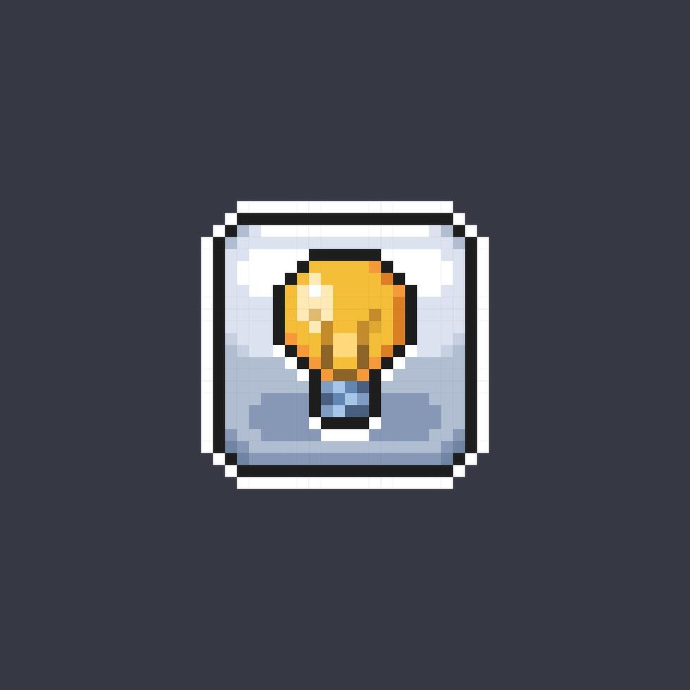 bulb lamp sign in pixel art style vector