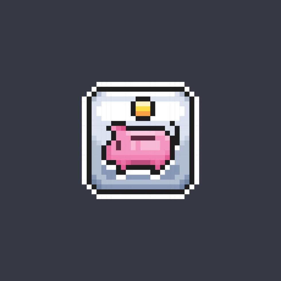 piggy bank sign in pixel art style vector