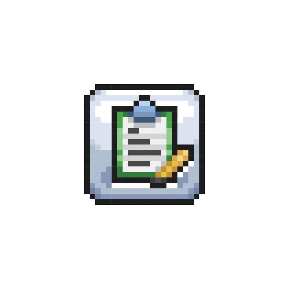 document and pencil sign in pixel art style vector