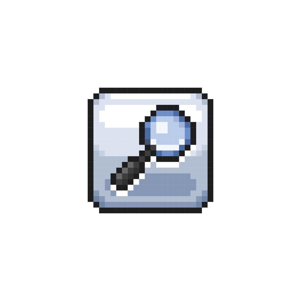 magnifier sign in pixel art style vector