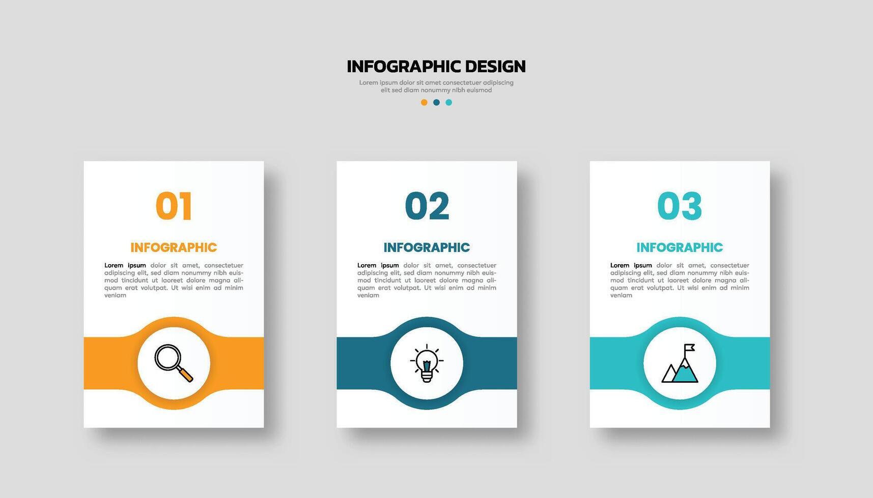 Modern business infographic template with 3 options or steps icons. vector