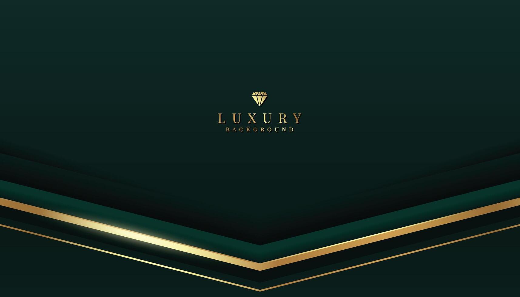 Dark green luxury background with golden elements. vector