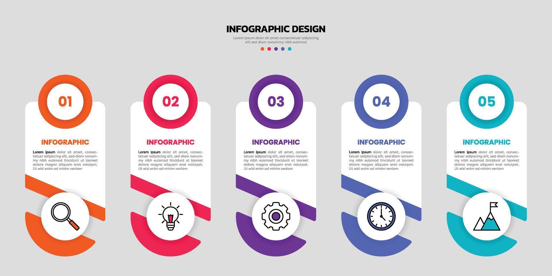 moderno negocio infografía plantilla, geométrico forma con 5 5 opciones o pasos iconos vector