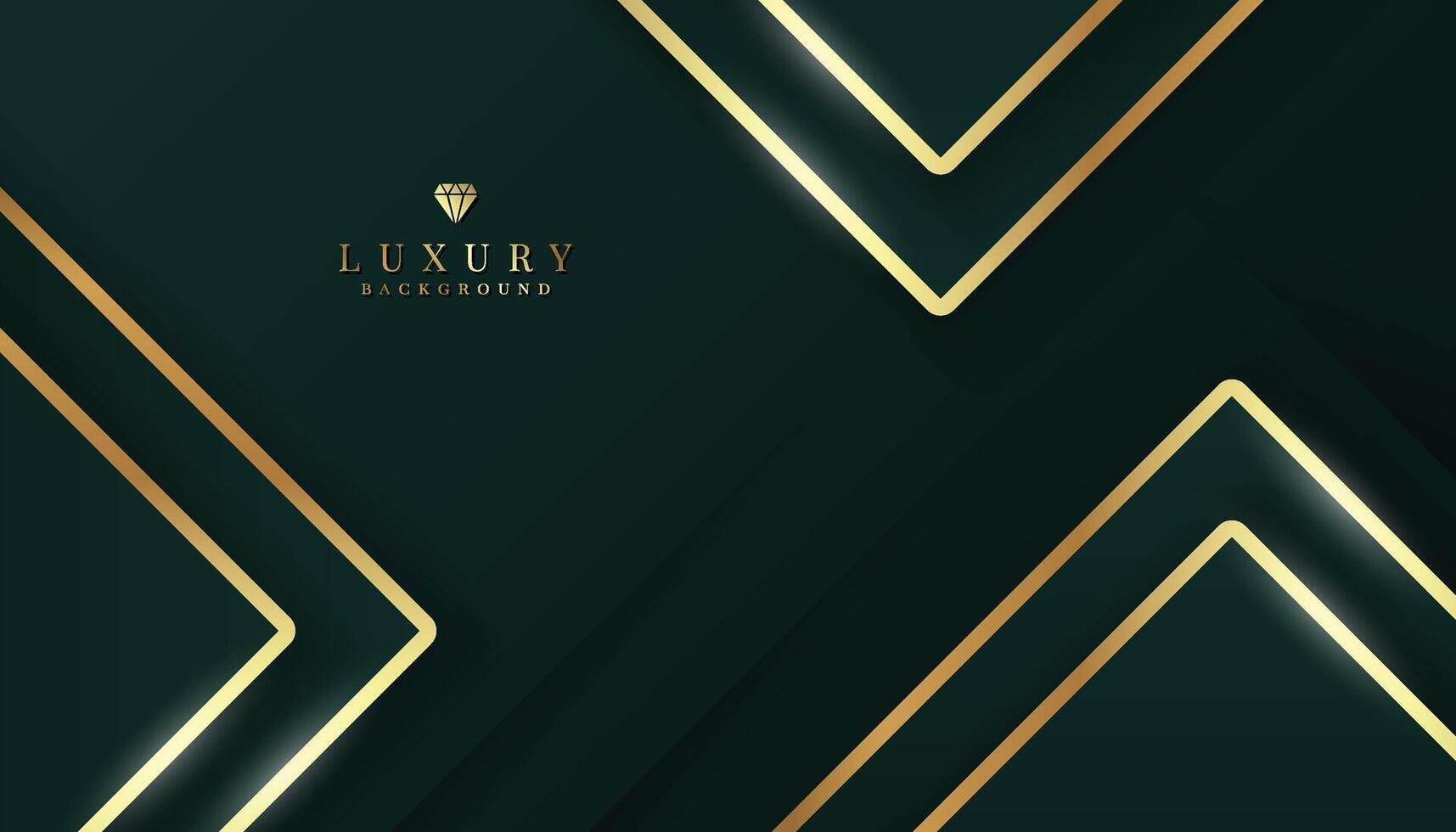 Dark green luxury background with golden elements. vector