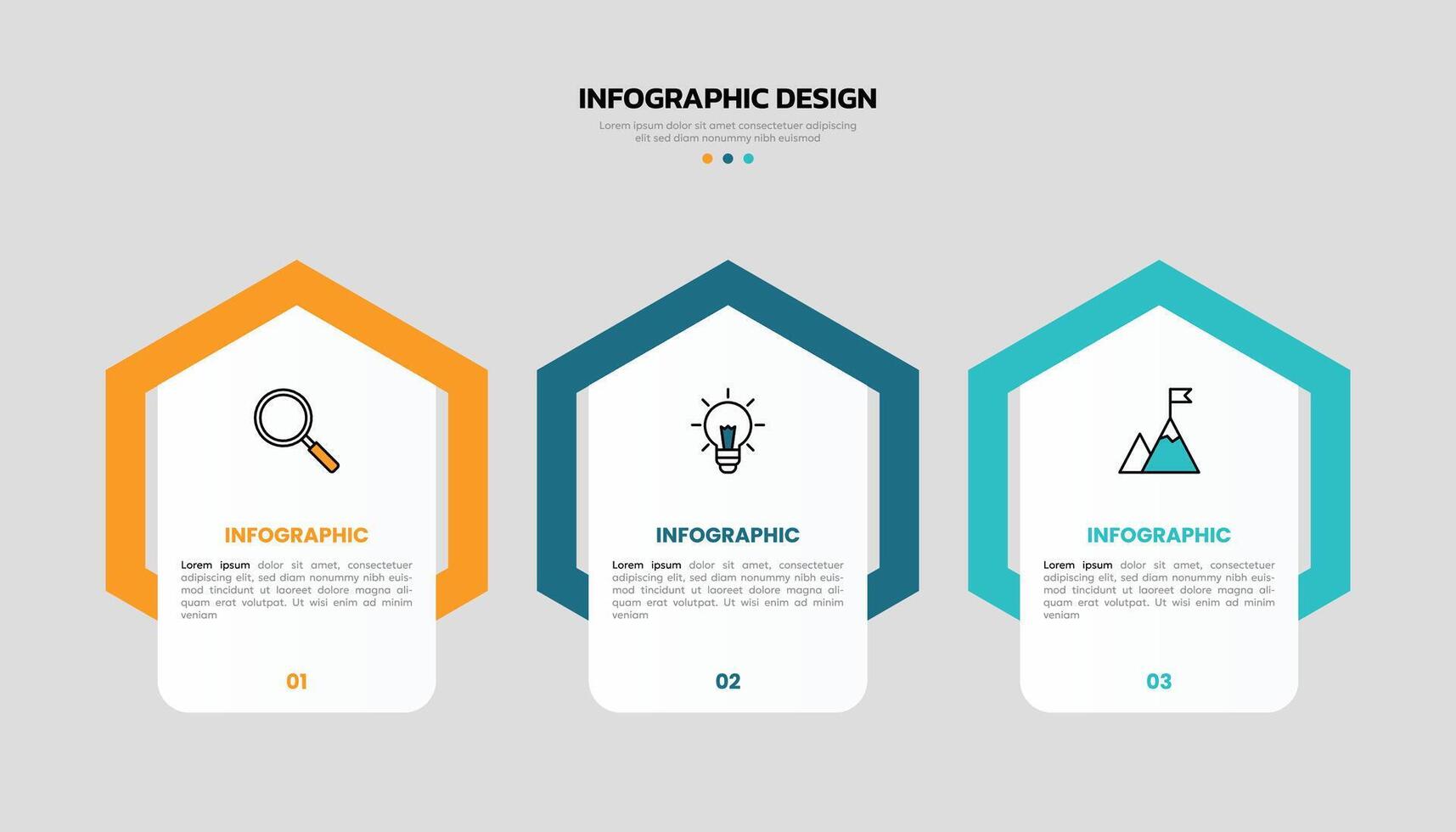 Modern business infographic template with 3 options or steps icons. vector