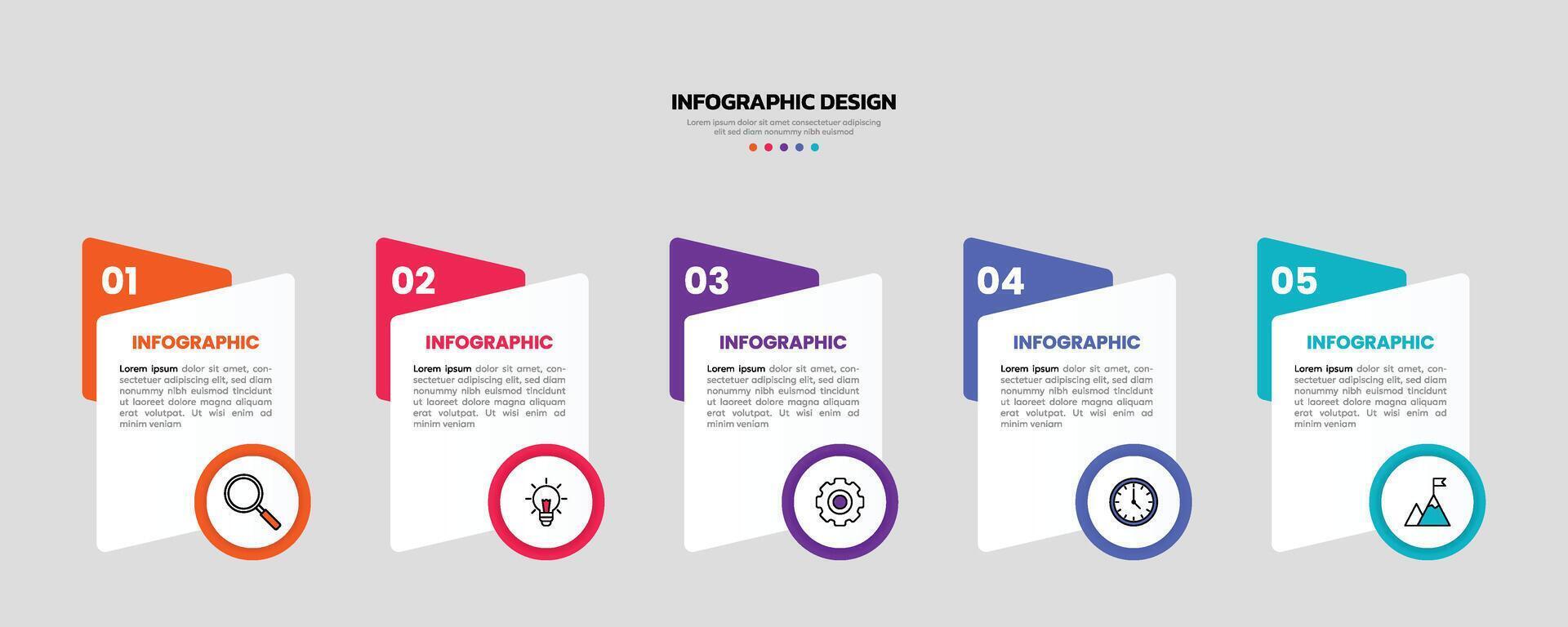 Modern business infographic template, geometric shape with 5 options or steps icons. vector