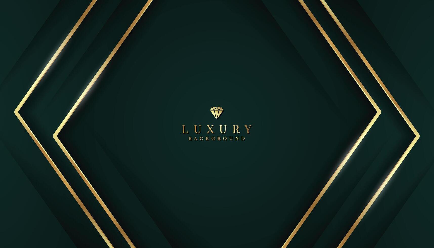 Dark green luxury background with golden elements. vector