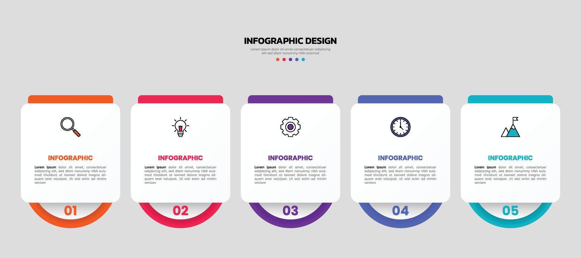 moderno negocio infografía plantilla, geométrico forma con 5 5 opciones o pasos iconos vector