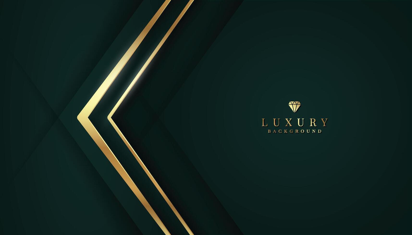 Dark green luxury background with golden elements. vector