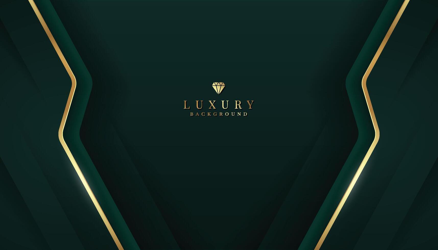 Dark green luxury background with golden elements. vector