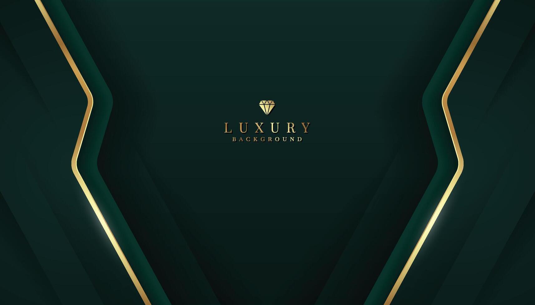 Dark green luxury background with golden elements. vector