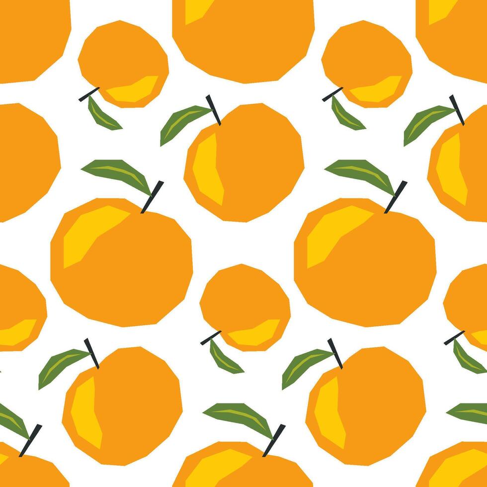Seamless pattern with ripe oranges. Applique style drawing. Background, wrapping paper. vector