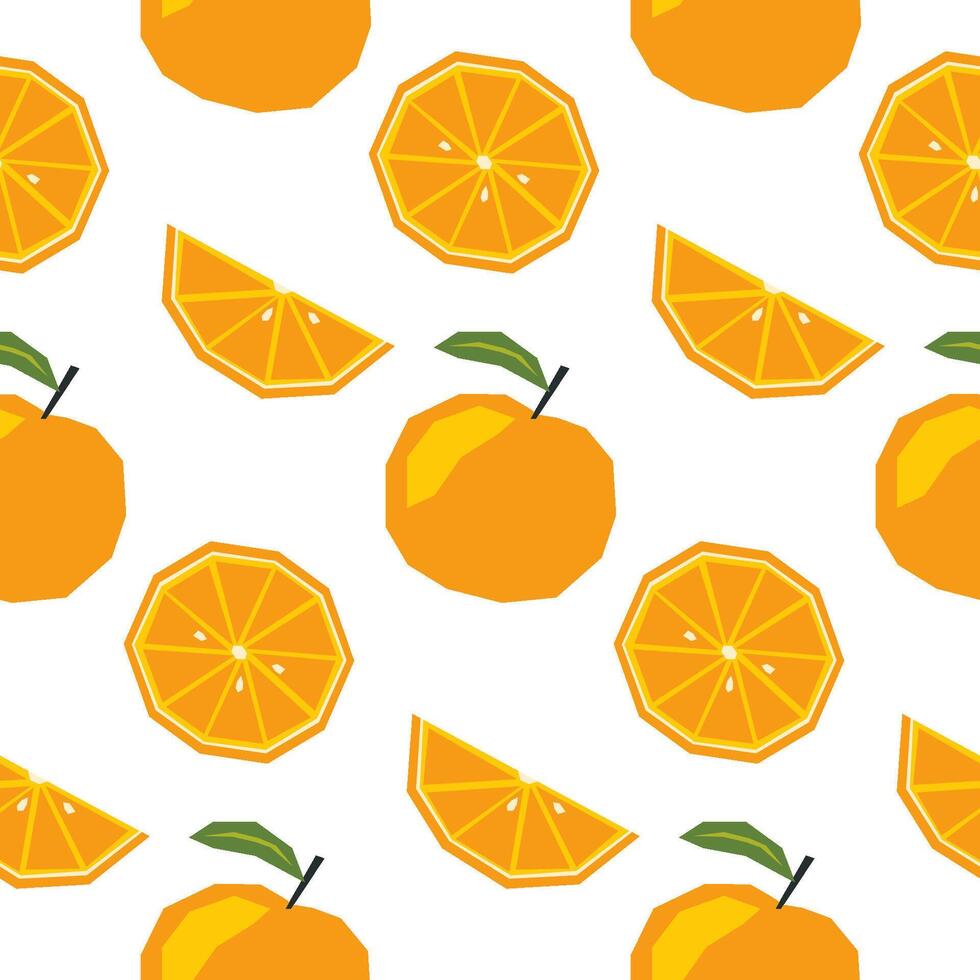 Seamless pattern with ripe oranges and slices. Applique style drawing. Background, wrapping paper. vector
