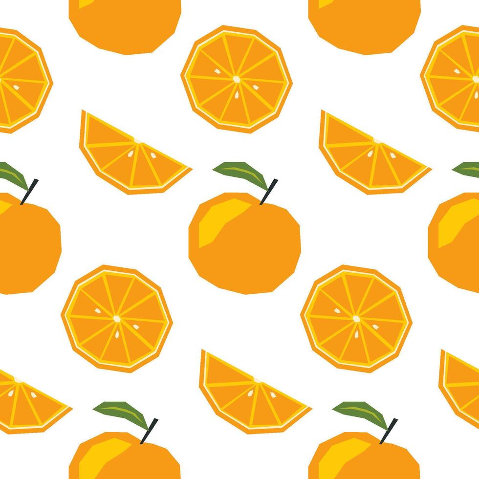 Seamless pattern with ripe oranges and slices. Applique style drawing. Background, wrapping paper. vector