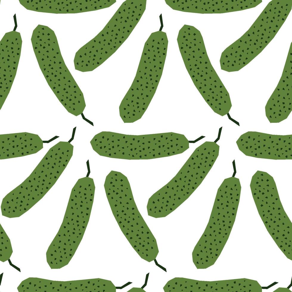 Seamless pattern with cucumber. Applique style drawing. Background, wrapping paper. vector