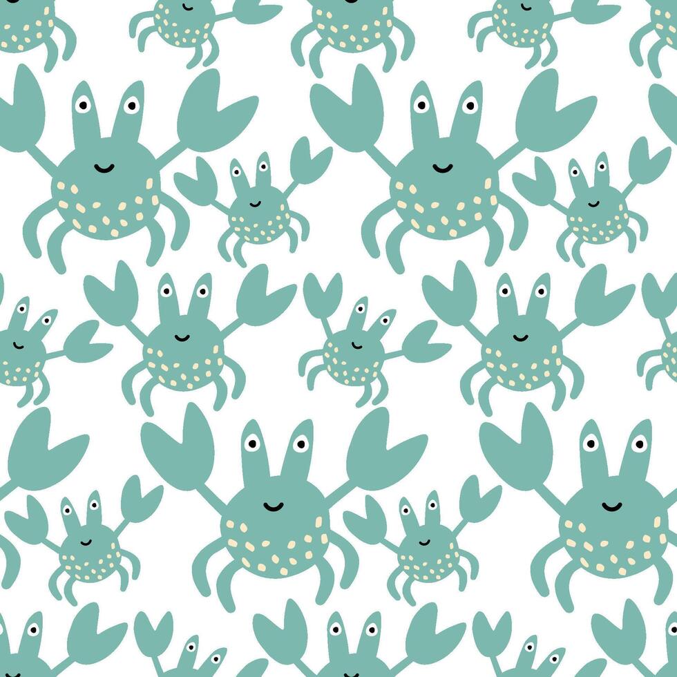 seamless background with funny baby crabs. Marine pattern vector