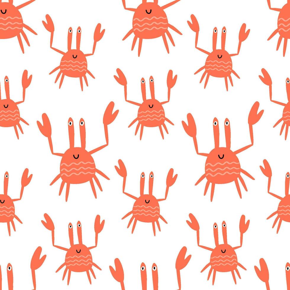 seamless background with funny baby crabs. Marine pattern vector